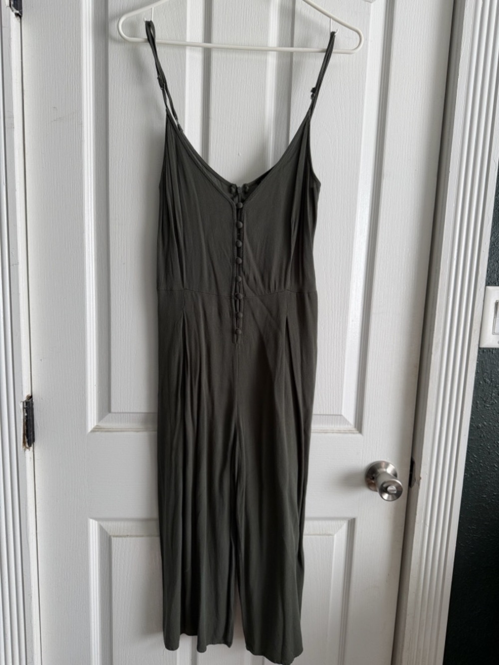 Kendall & Kylie Olive Strapless Button-Front Jumpsuit